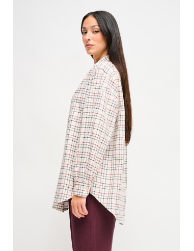 Camisa xadrez oversize com broche de joia Maryley