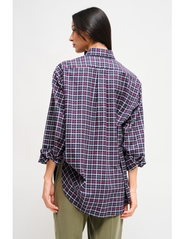 Camisa Xadrez Oversize com Broche Jóia Maryley
