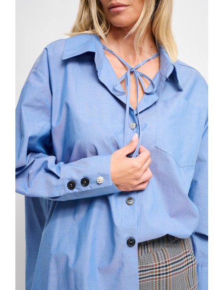 Camisa Oversize Em Algodão Com Cordão Maryley