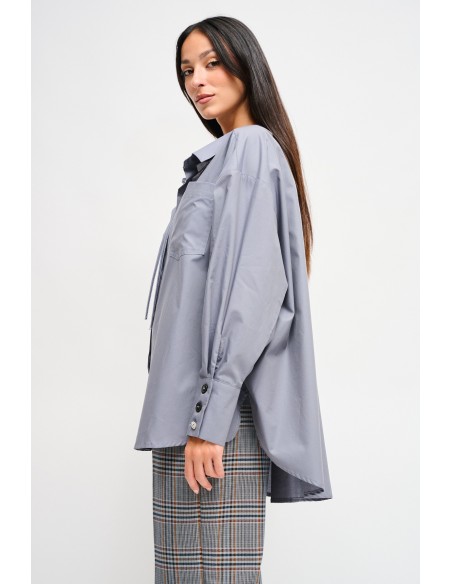 Camisa Oversize Em Algodão Com Cordão Maryley