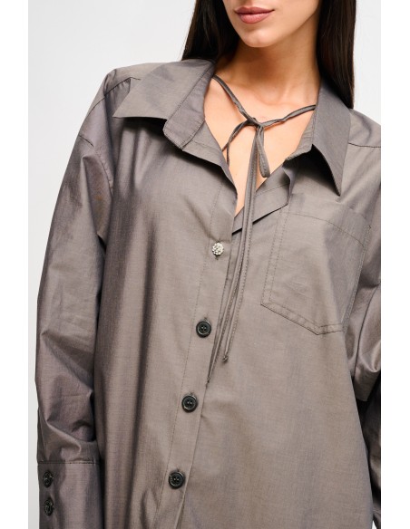 Camisa Oversize Em Algodão Com Laço Maryley