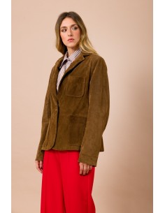 Casaco em camurça com bolsos aplicados Maryley 2