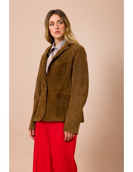 Casaco em camurça com bolsos aplicados Maryley