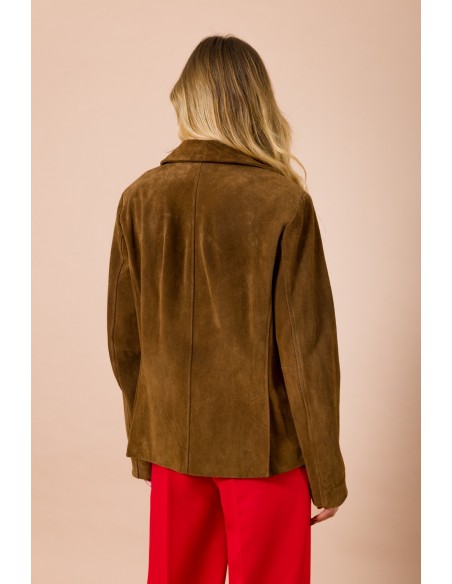 Casaco em camurça com bolsos aplicados Maryley