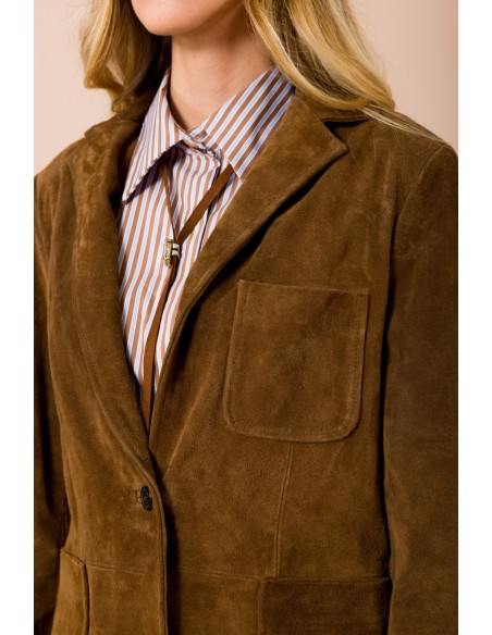 Casaco em camurça com bolsos aplicados Maryley