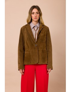 Casaco em camurça com bolsos aplicados Maryley