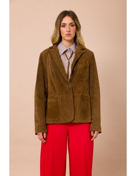 Casaco em camurça com bolsos aplicados Maryley