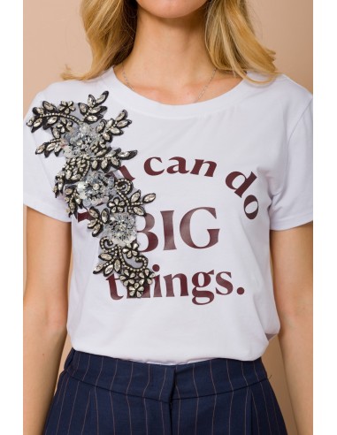 T-Shirt You Can Do Big Things com aplicação de joia Maryley
