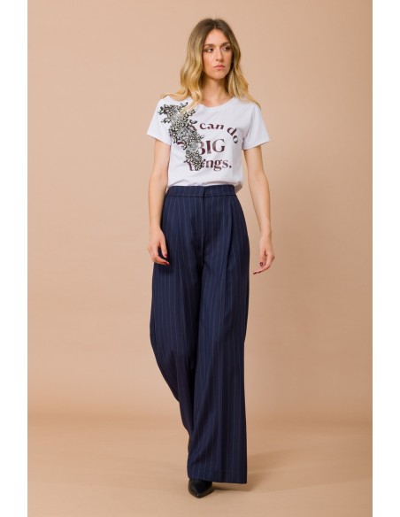 T-shirt You Can Do Big Things com aplicação de bijuteria Maryley