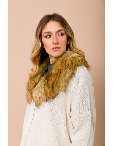 Cardigan decote em V com gola em pele sintética destacável Maryley