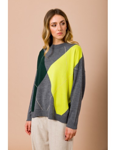 Camisola de manga comprida com padrão argyle Maryley