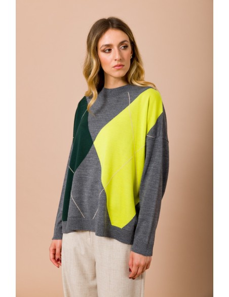 Camisola de manga comprida com padrão argyle Maryley