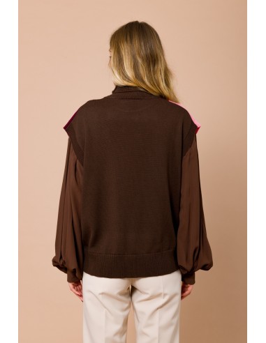 Colete Oversize com Gola Alta e Motivo Argyle Maryley