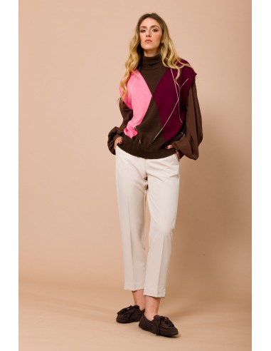 Colete oversize com gola alta e padrão argyle Maryley