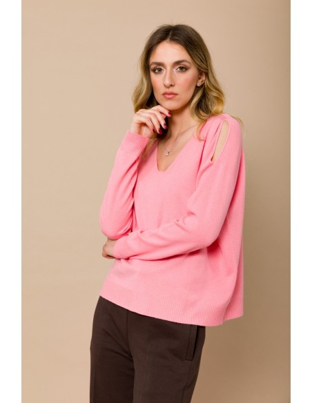 Camisola com decote em V e recortes nos ombros Maryley