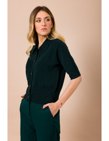 Cardigan com gola de camisa e manga curta Maryley