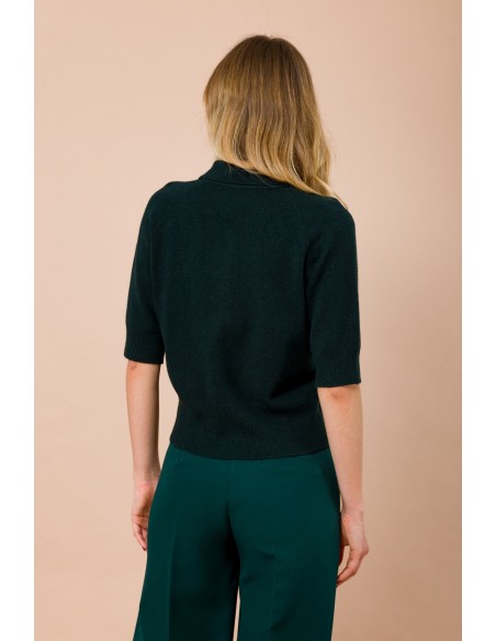 Cardigan com Gola de Camisa e Manga Curta Maryley