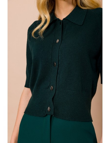 Cardigan com gola de camisa e manga curta Maryley