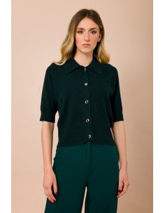 Cardigan com colarinho de camisa e manga curta Maryley