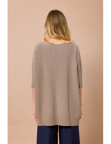 Camisola oversize com decote barco e manga 3/4 Maryley