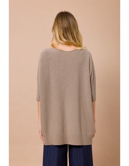 Camisola oversize com decote barco e manga 3/4 Maryley