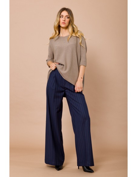 Camisola Oversize Decote Canoa e Manga 3/4 Maryley