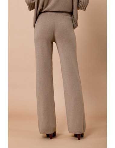 Calças palazzo em malha com elástico na cintura Maryley