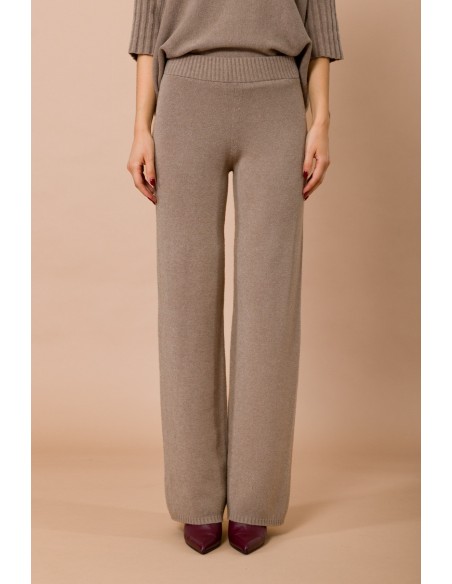 Calças Palazzo Em Malha Com Elástico Na Cintura Maryley