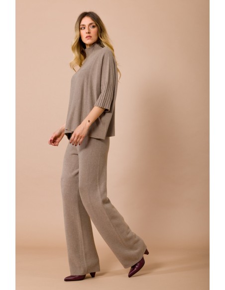 Camisola oversize com gola alta e manga 3/4 Maryley