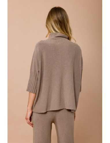 Camisola oversize com gola alta e manga 3/4 Maryley