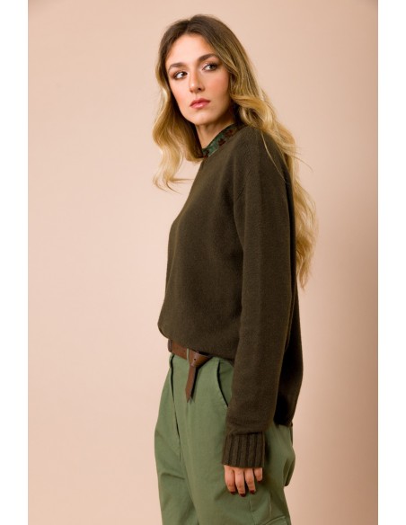 Camisola de gola redonda oversize com fenda no centro das costas Maryley