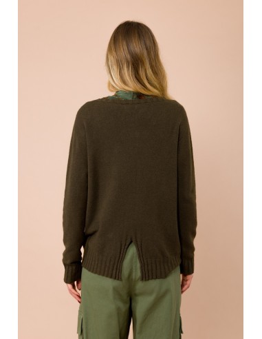 Camisola com decote redondo oversize e abertura central nas costas Maryley