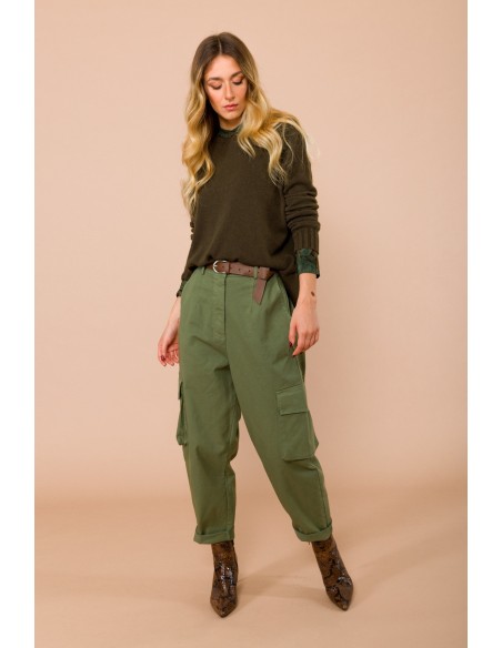 Camisola oversize de gola redonda com fenda no centro das costas Maryley