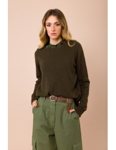 Camisola de gola redonda oversize com racha no centro das costas Maryley