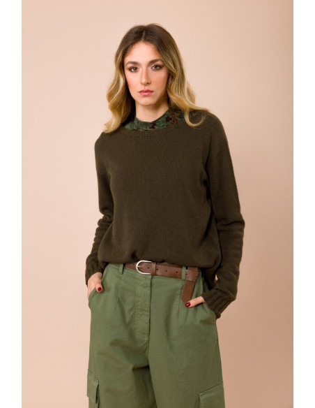 Camisola de gola redonda oversize com racha no centro das costas Maryley