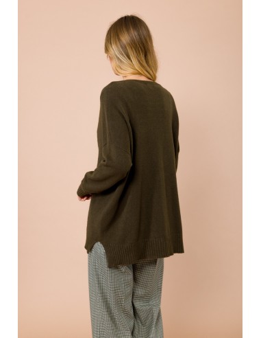 Cardigan oversize com decote em V e fendas laterais Maryley