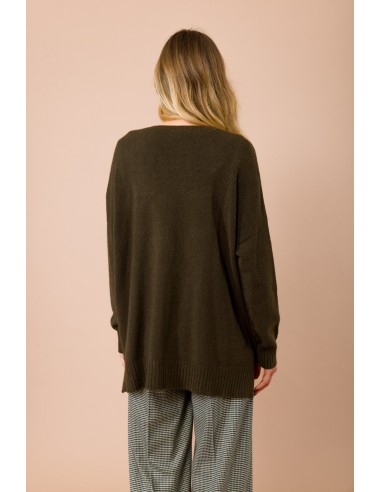 Cardigan Oversize com Decote em V e Fendas Laterais Maryley