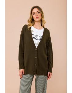 Cardigan oversize com decote em V e fendas laterais Maryley