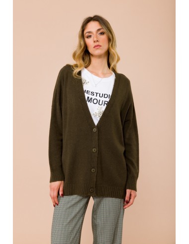 Cardigan oversize com decote em V e fendas laterais Maryley