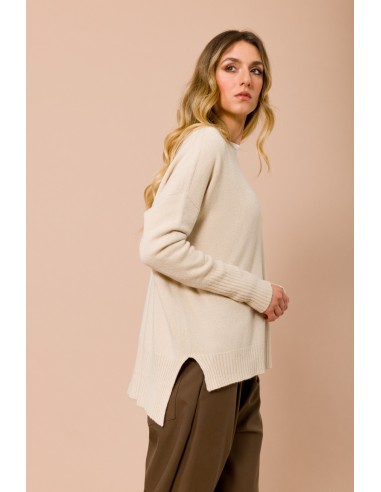 Camisola Oversize com Decote em V e Fendas Laterais Maryley