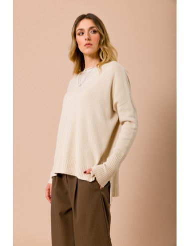 Camisola oversize com decote em V e fendas laterais Maryley