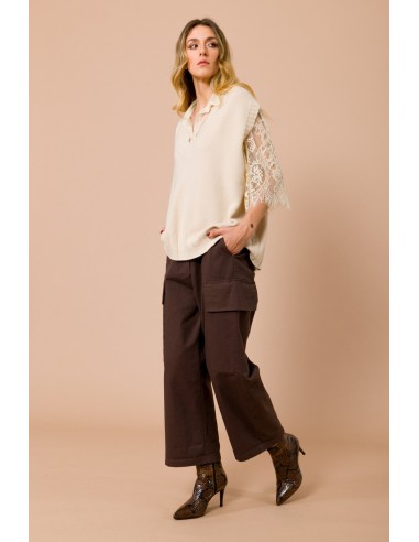 Colete de malha oversize com decote em V Maryley