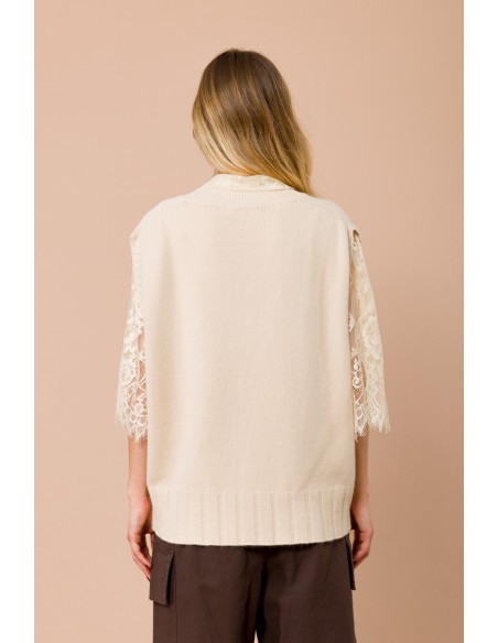 Gilet em malha oversize com decote em V Maryley