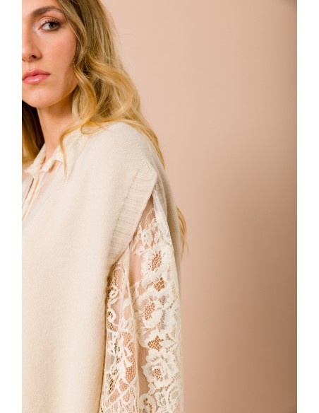 Colete de Malha Oversize com Decote em V Maryley