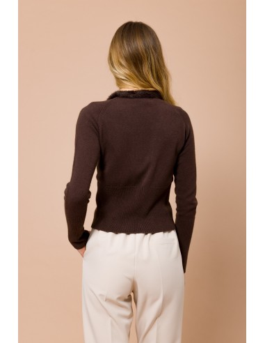 Cardigã Curto com Acabamentos em Pelo Sintético Maryley