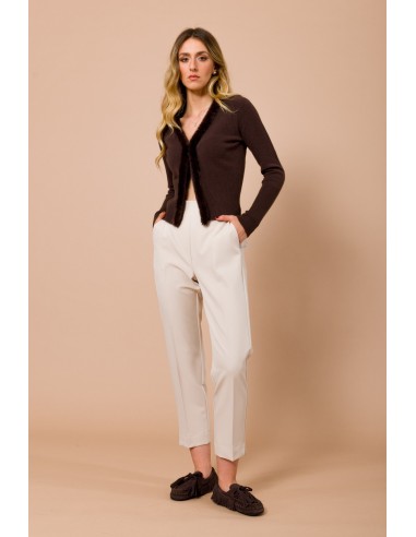 Cardigan Curto Com Remates Em Pêlo Sintético Maryley