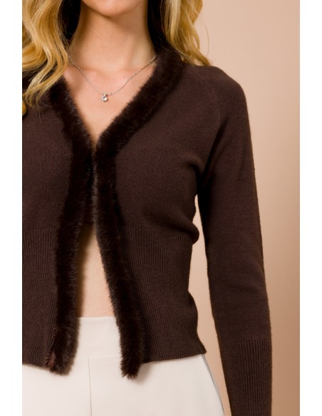 Cardigan Curto Com Acabamentos Em Pêlo Sintético Maryley