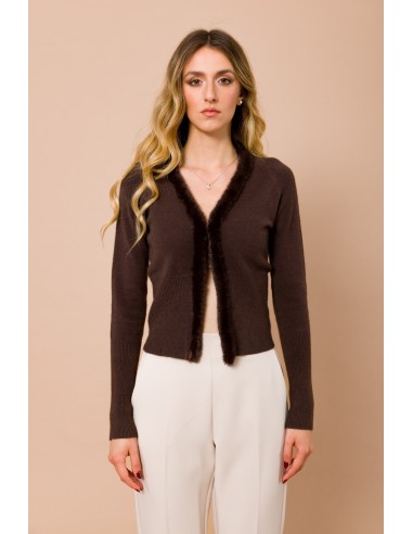 Cardigan curto com ribetes em pêlo sintético Maryley