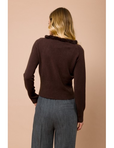 Camisola de manga comprida com gola redonda e acabamento em pêlo sintético Maryley