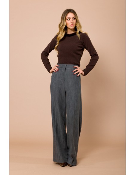 Camisola de manga comprida, gola redonda com acabamento em pele sintética Maryley